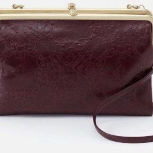 NWT New Hobo Leanne Lace Medallion Emboss Deep Plum crossbody Leather Retired
